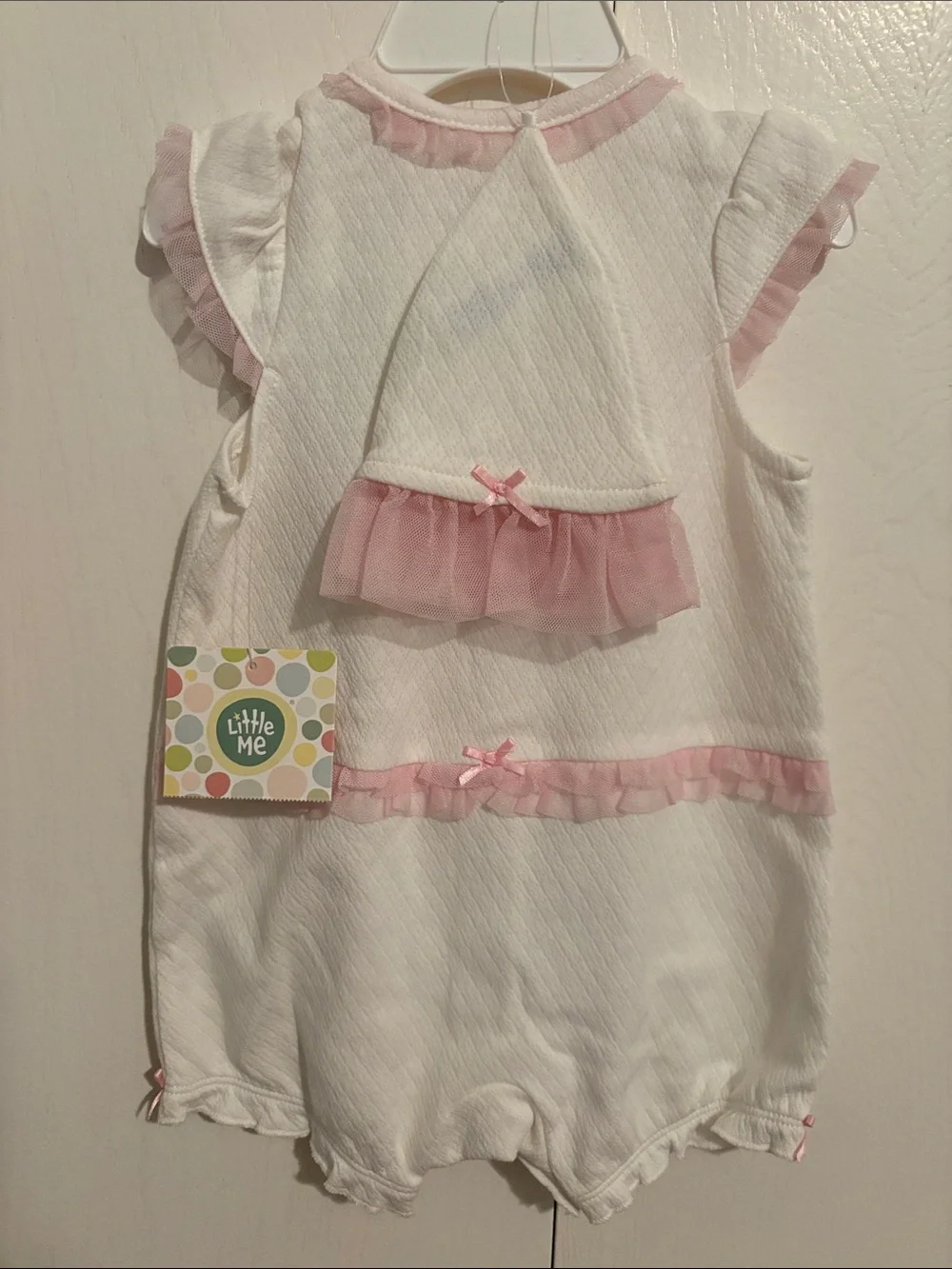 Little Me White Romper with Pink Bows